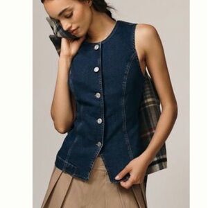 NWT Maeve Blue Denim Sleeveless Button Down Vest